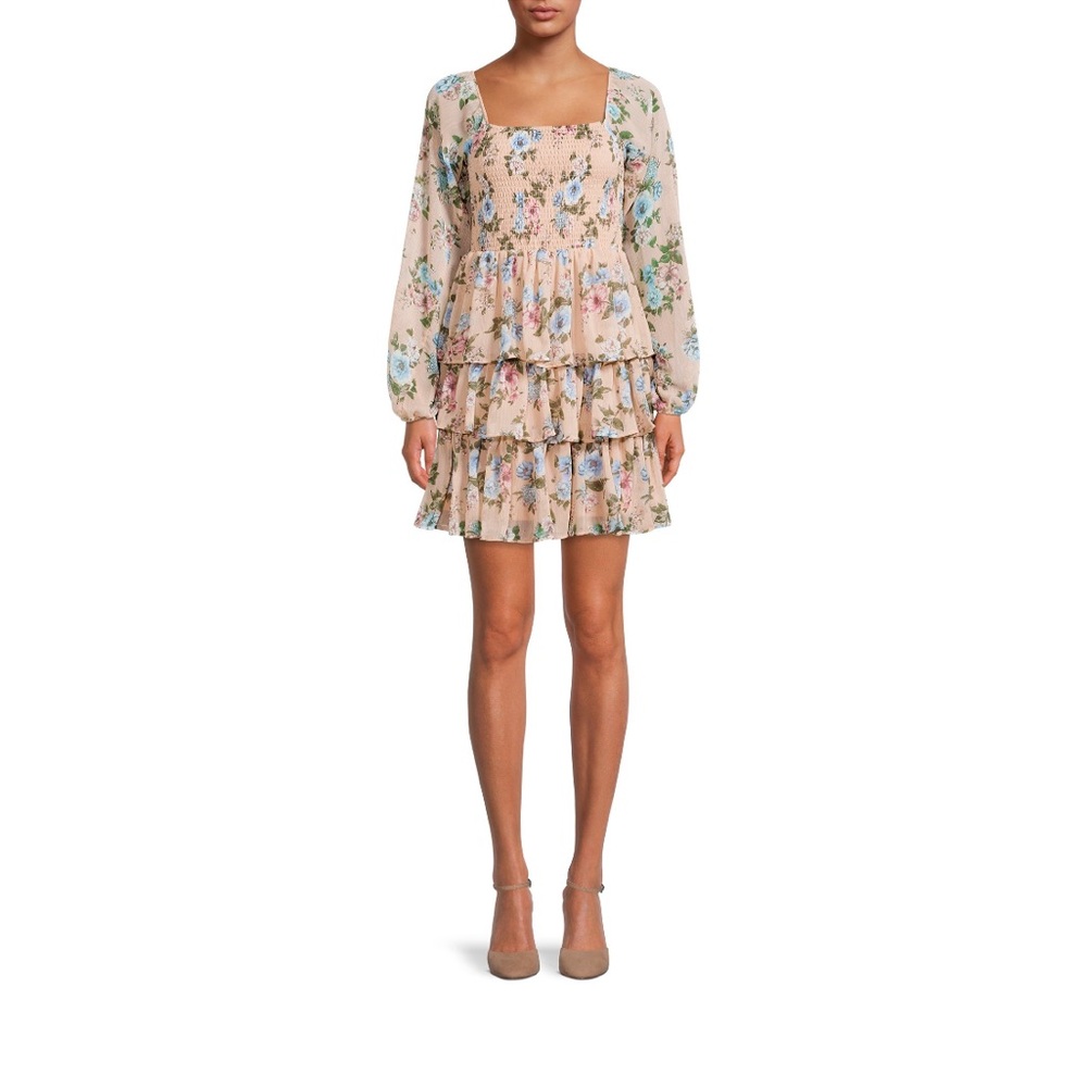 NWOT Madden NYC Triple Ruffle Smocked Dress.